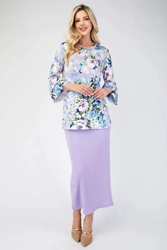 Celeste Full Size Floral Layering Tops with None Slip Sleeves Plus Size