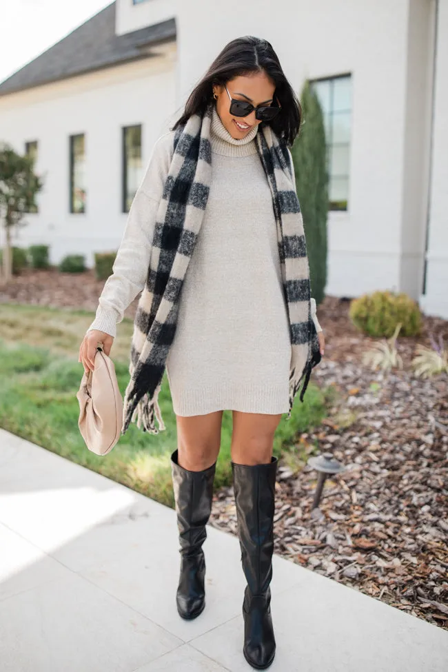 Changing Locations Beige Turtleneck Sweater Dress FINAL SALE
