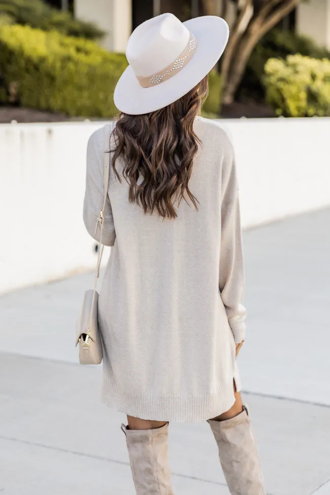 Changing Locations Beige Turtleneck Sweater Dress FINAL SALE