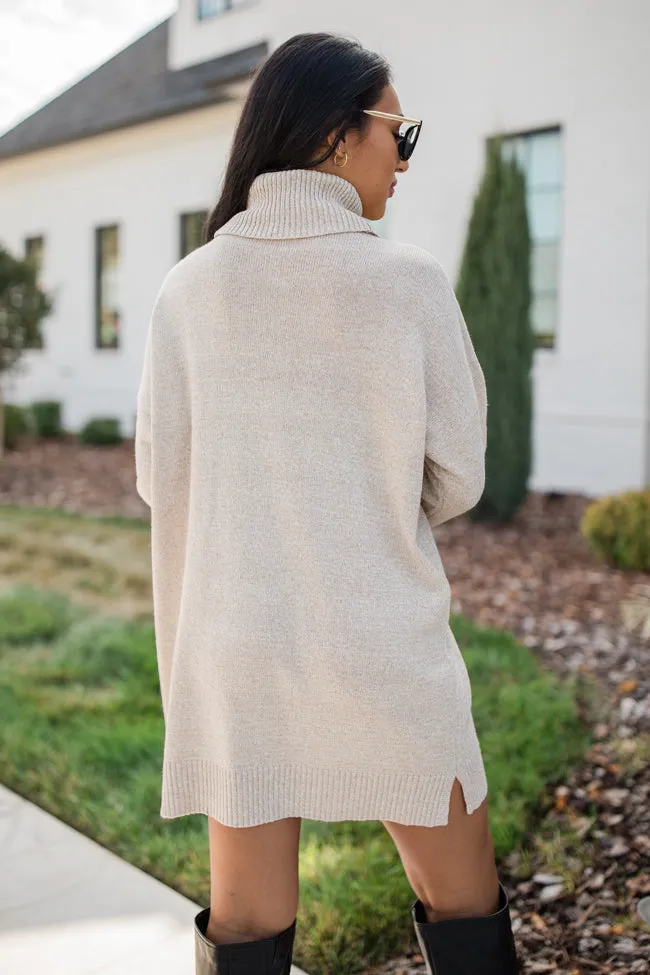 Changing Locations Beige Turtleneck Sweater Dress FINAL SALE