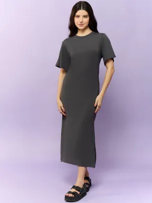 Charcoal Short Sleeves Tee Dress