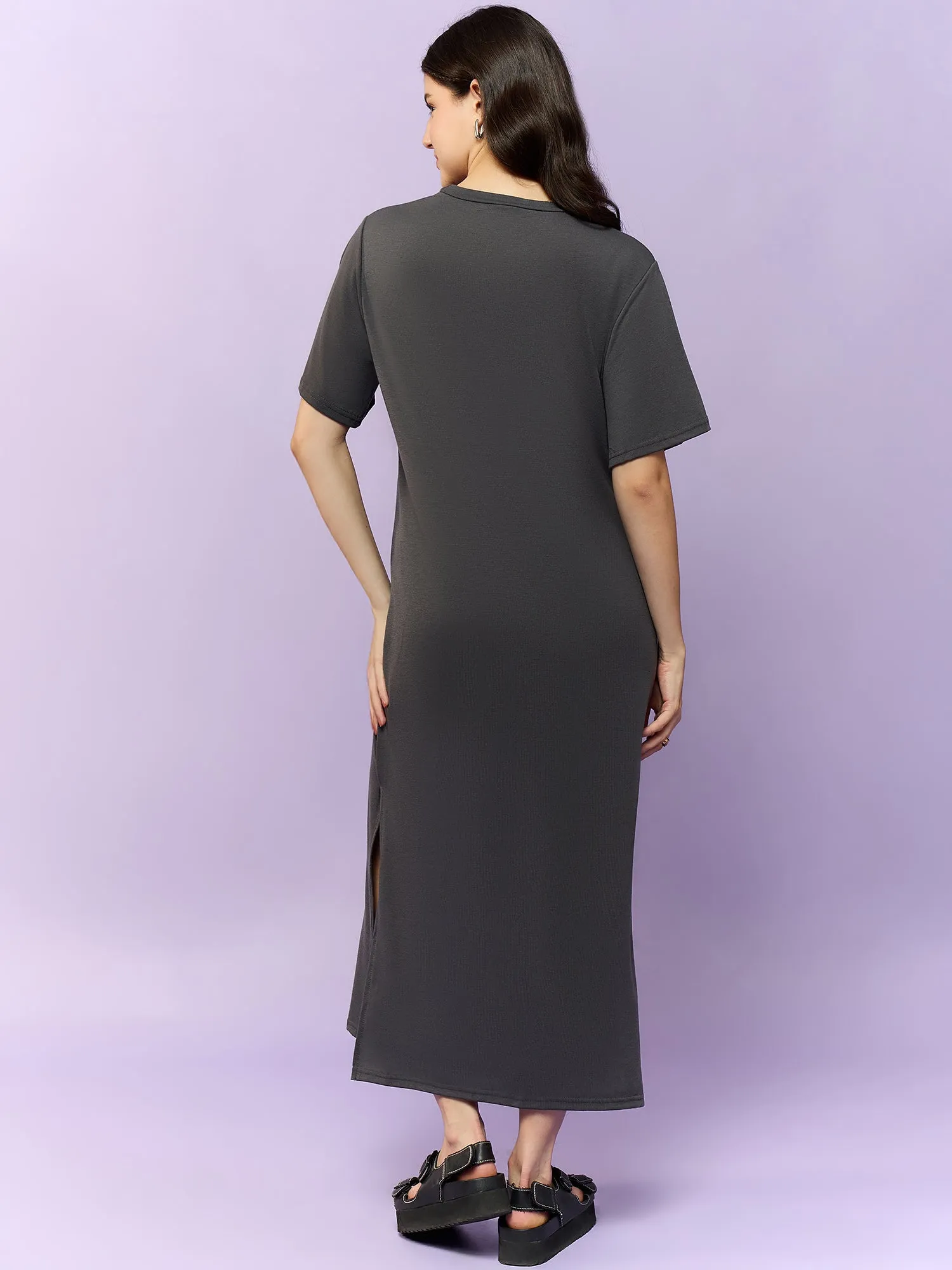 Charcoal Short Sleeves Tee Dress