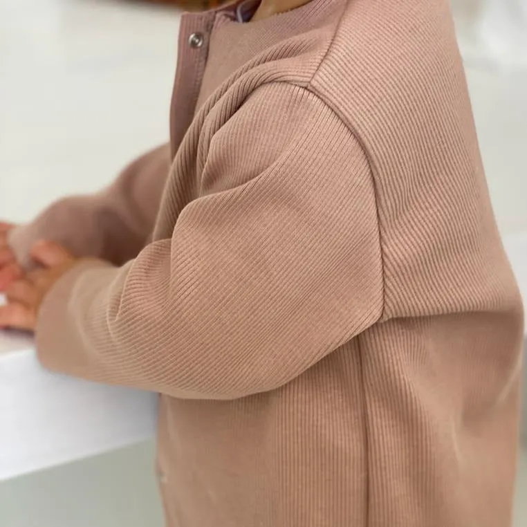 Chia Cotton Rib Cardigan (Biscuit)