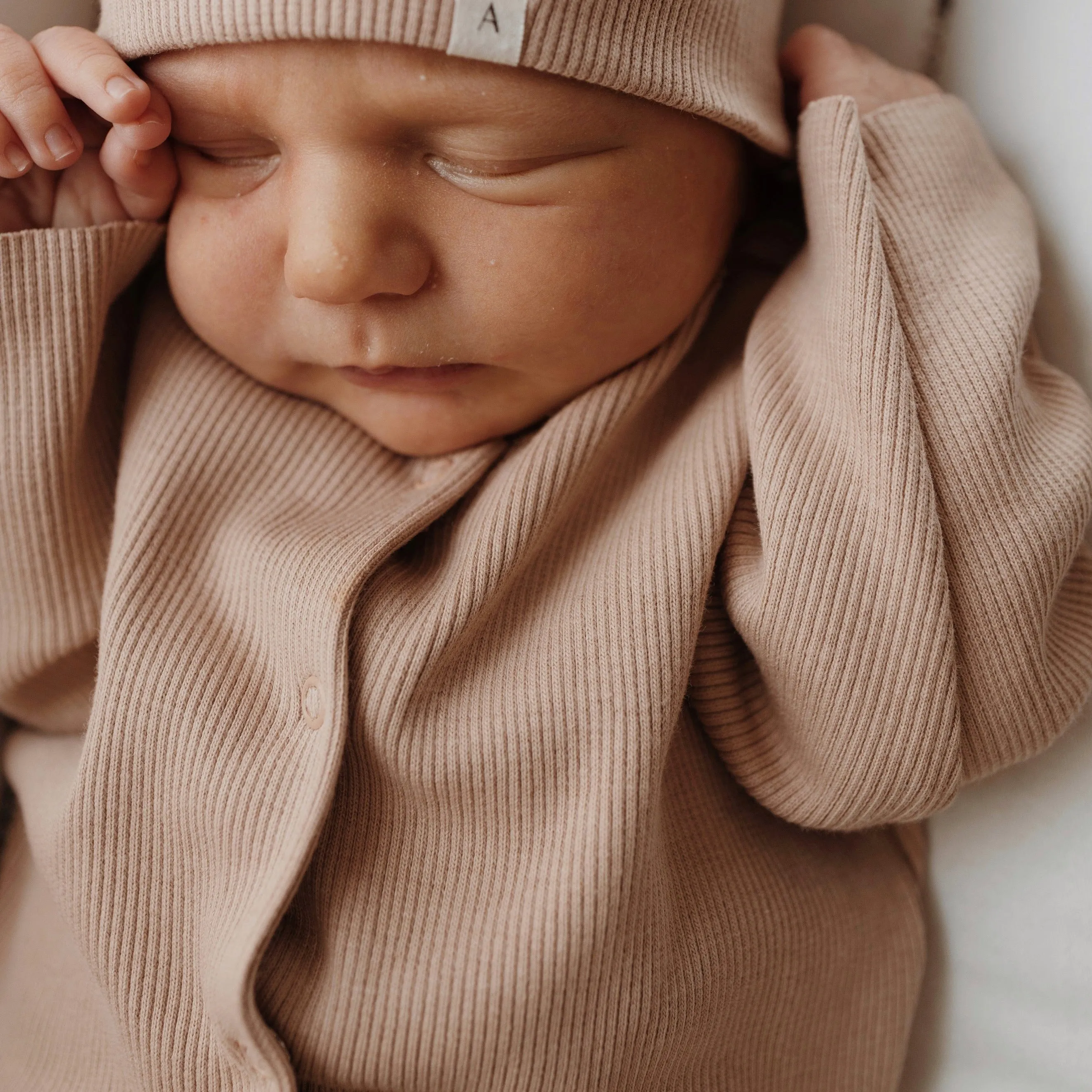 Chia Cotton Rib Cardigan (Biscuit)