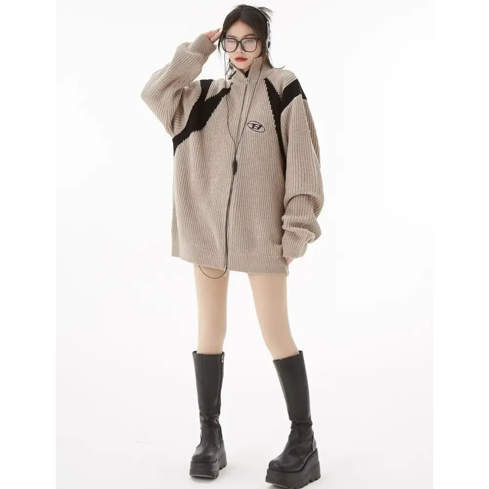 Chic Full Zip Turtleneck Cardigan for Y2K Winter Fashion