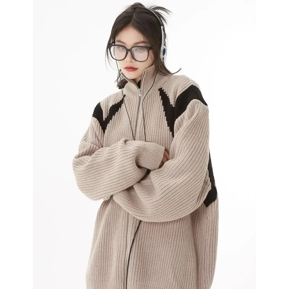 Chic Full Zip Turtleneck Cardigan for Y2K Winter Fashion