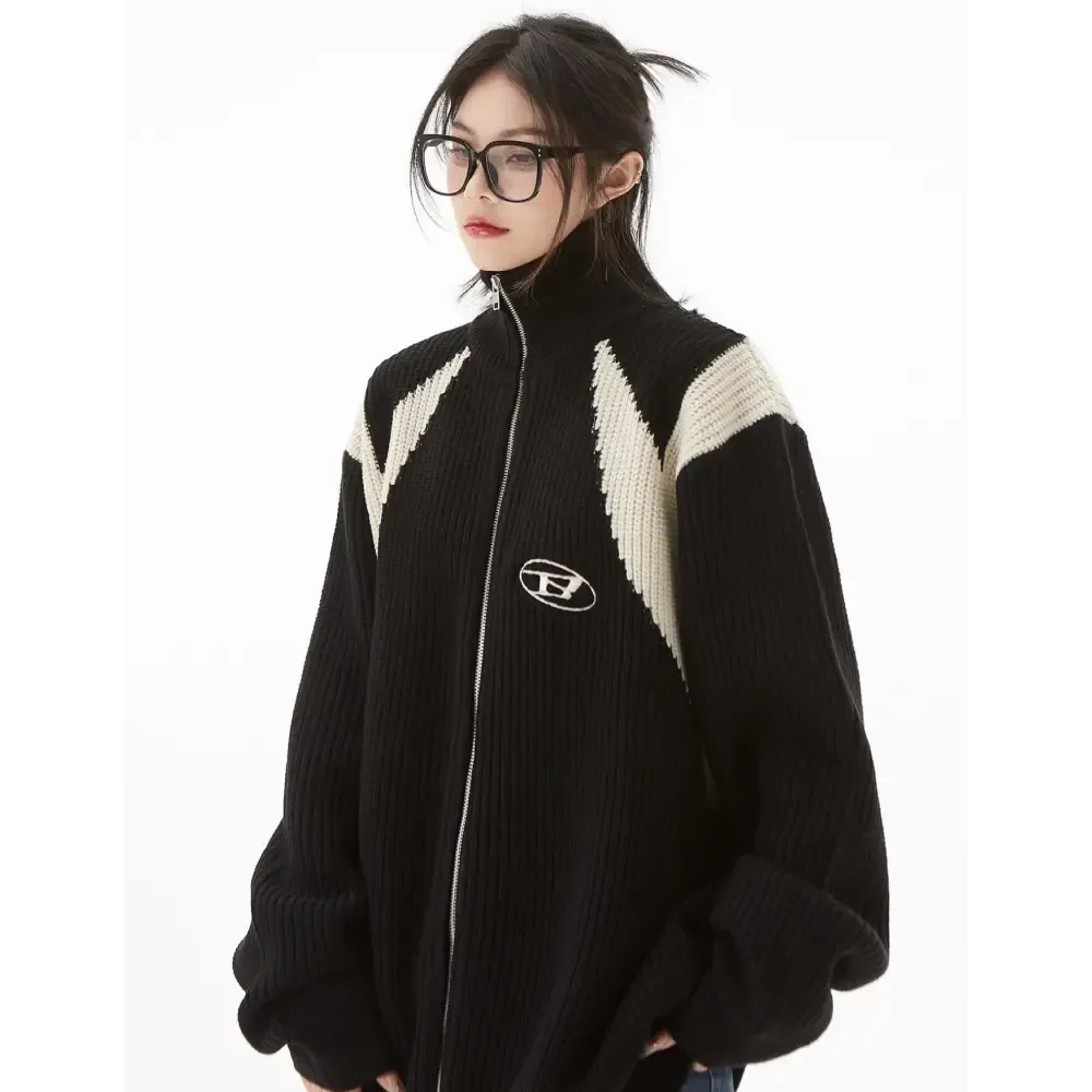 Chic Full Zip Turtleneck Cardigan for Y2K Winter Fashion