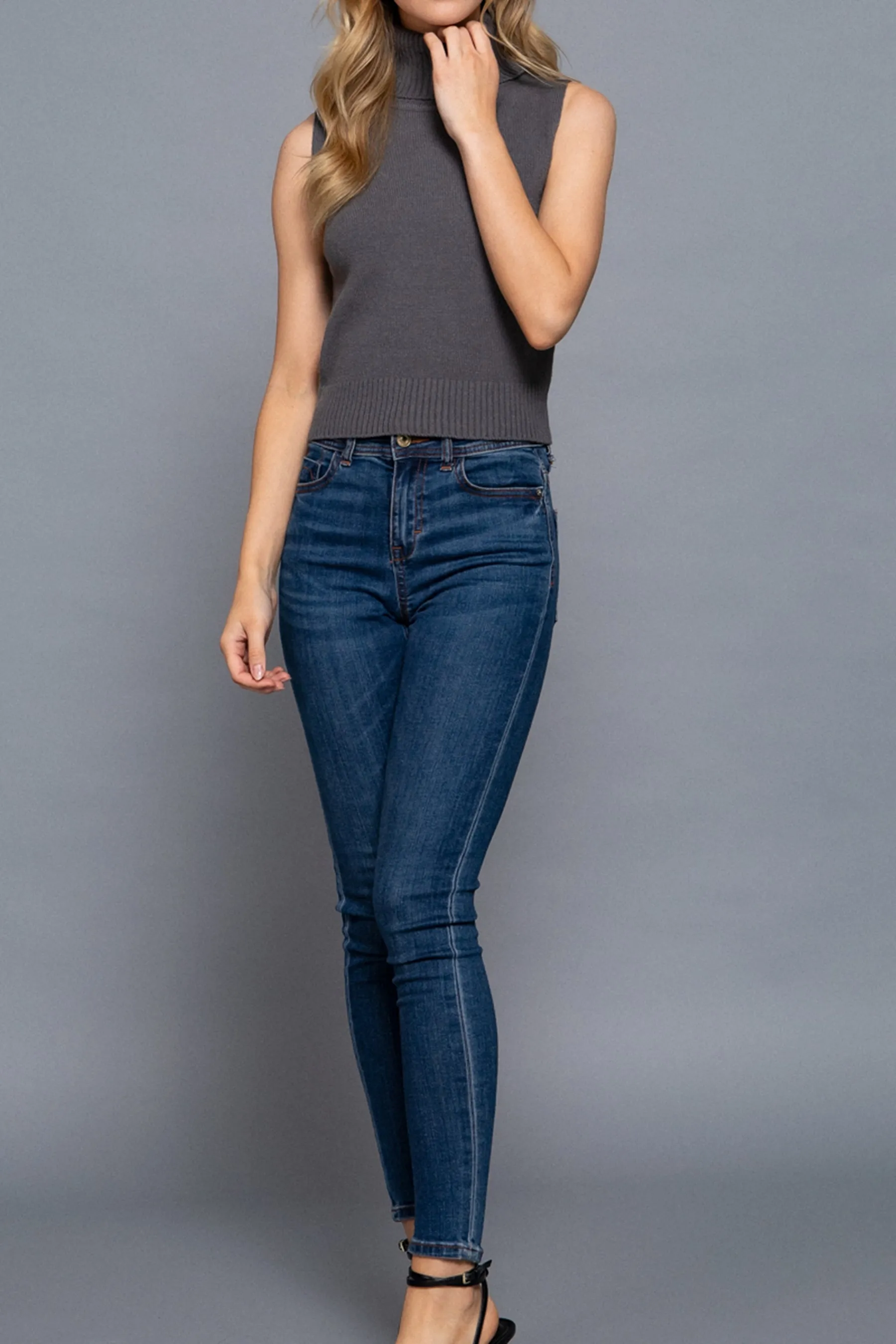 Chic Turtle Neck Sweater Top Sleeveless Design for Layering ZSW14149C28 $9Each