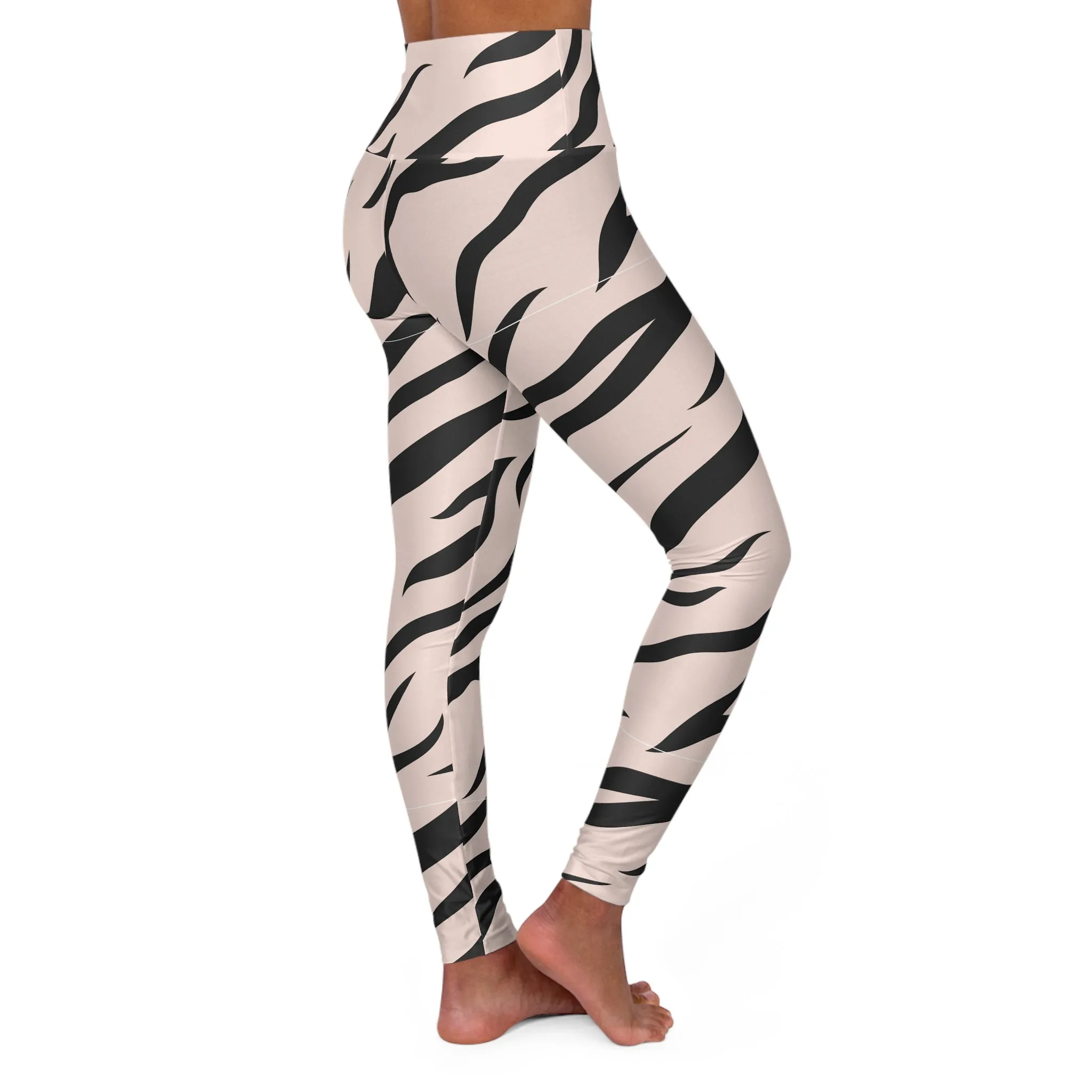 Chic Zebra Print High Waisted Yoga Leggings - Stylish Athletic Wear for Fitness Enthusiasts