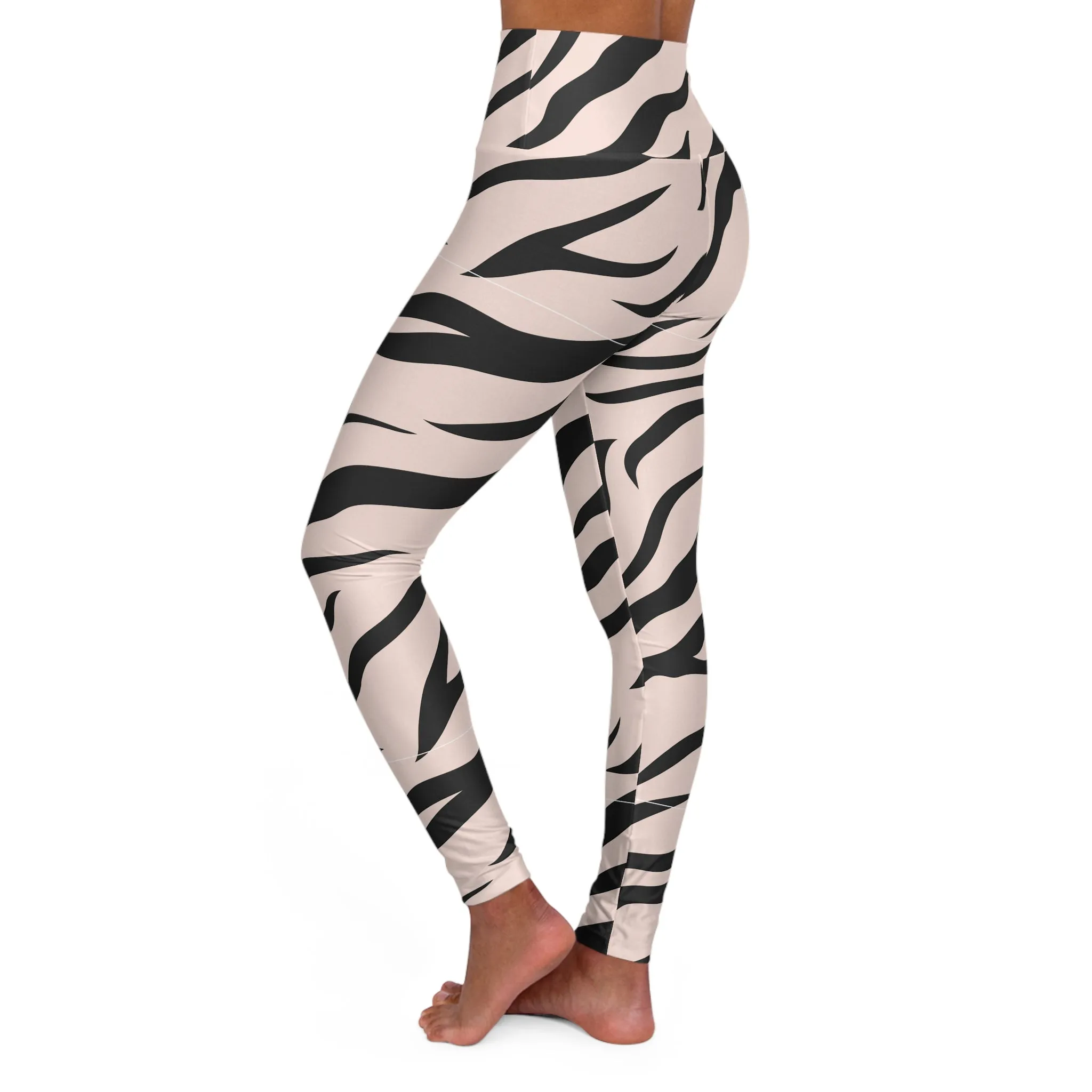 Chic Zebra Print High Waisted Yoga Leggings - Stylish Athletic Wear for Fitness Enthusiasts