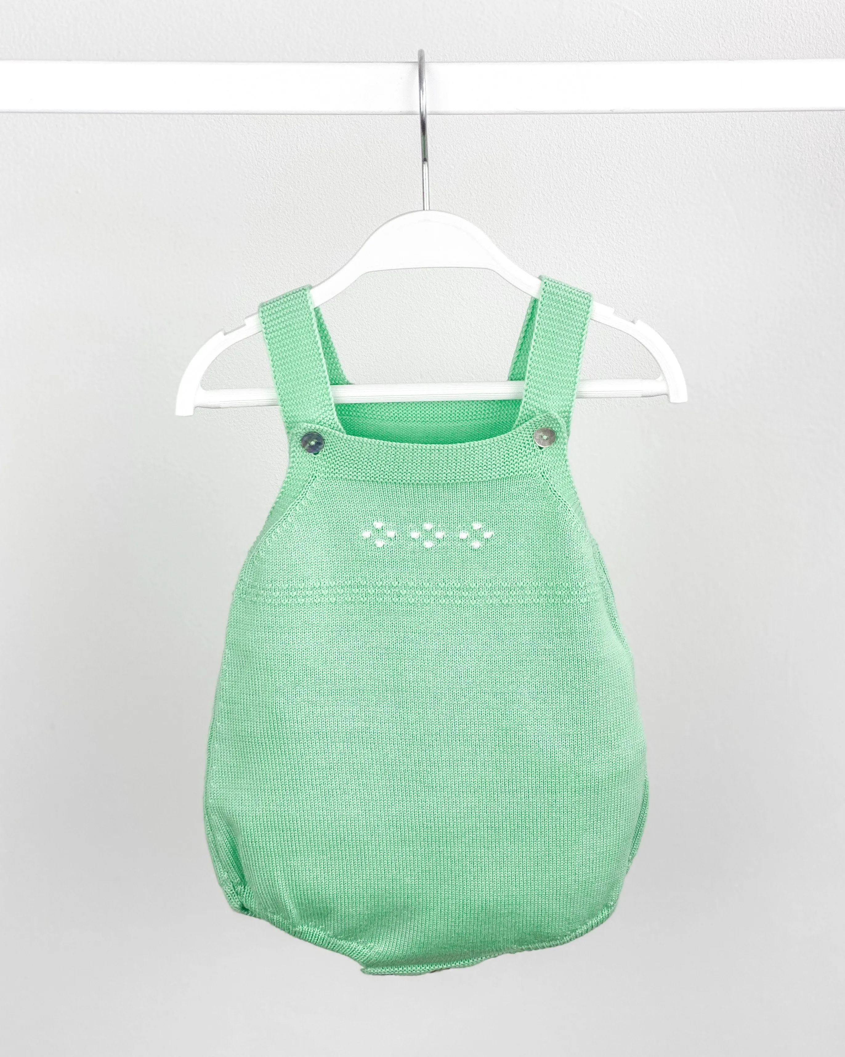 Classic Knitted Dungaree Romper - Apple Green