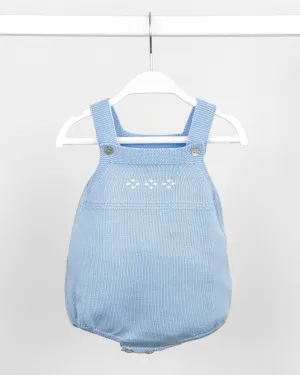 Classic Knitted Dungaree Romper - Sky Blue