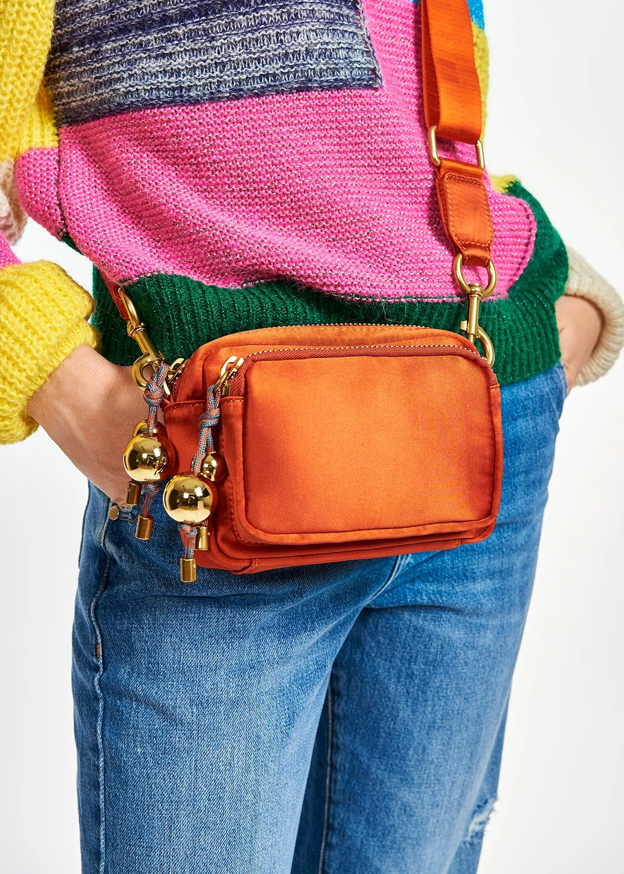Colorful patchwork knit sweater