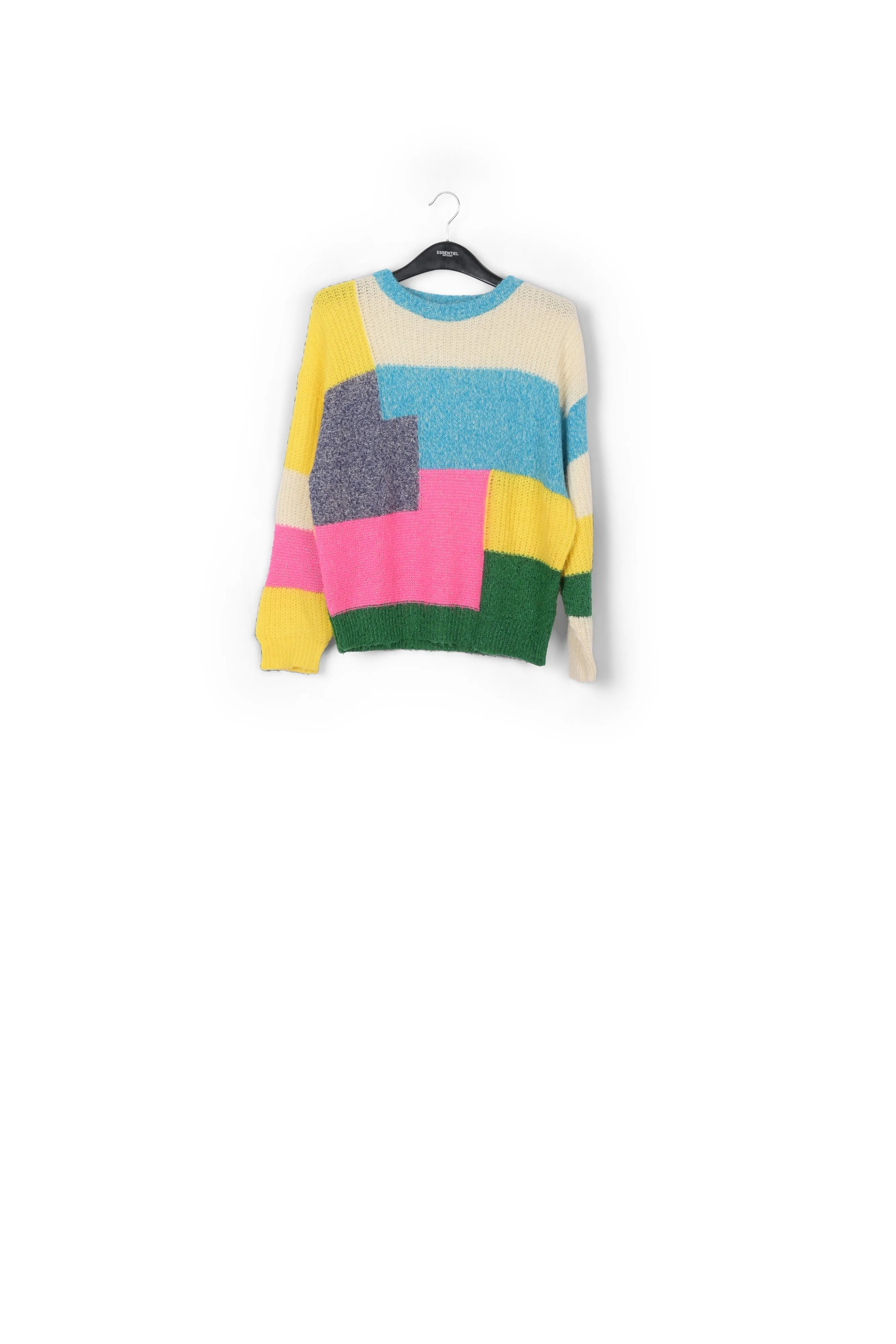 Colorful patchwork knit sweater