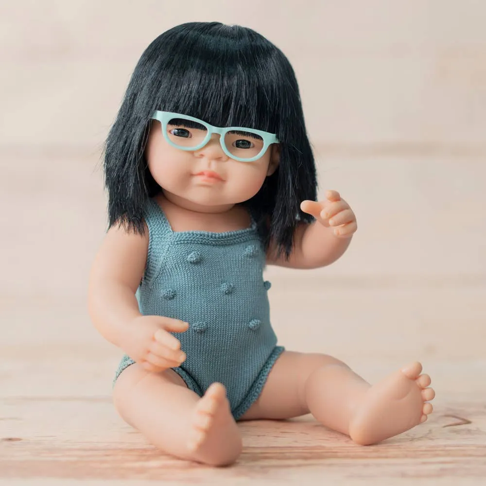 Colourful Doll Asian Girl Glasses 15” Lead color rompers