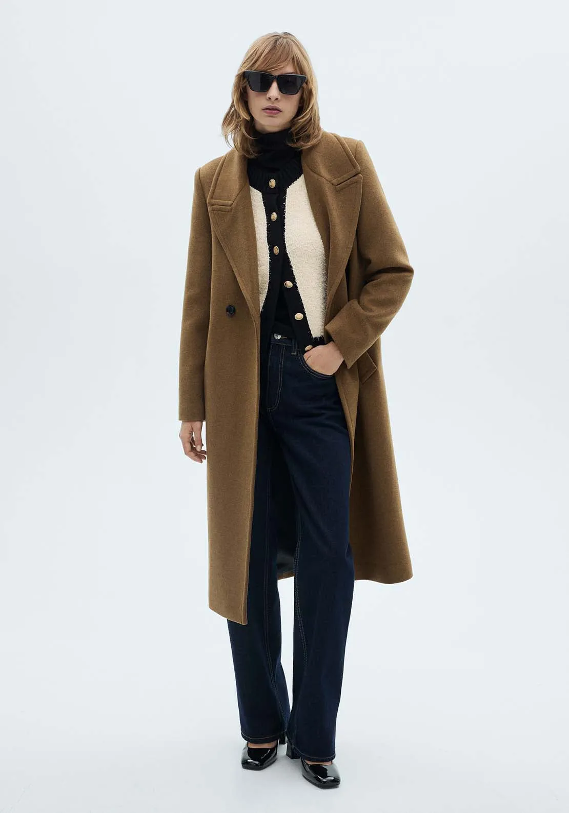 Contrasted buttons jacket - Light Beige