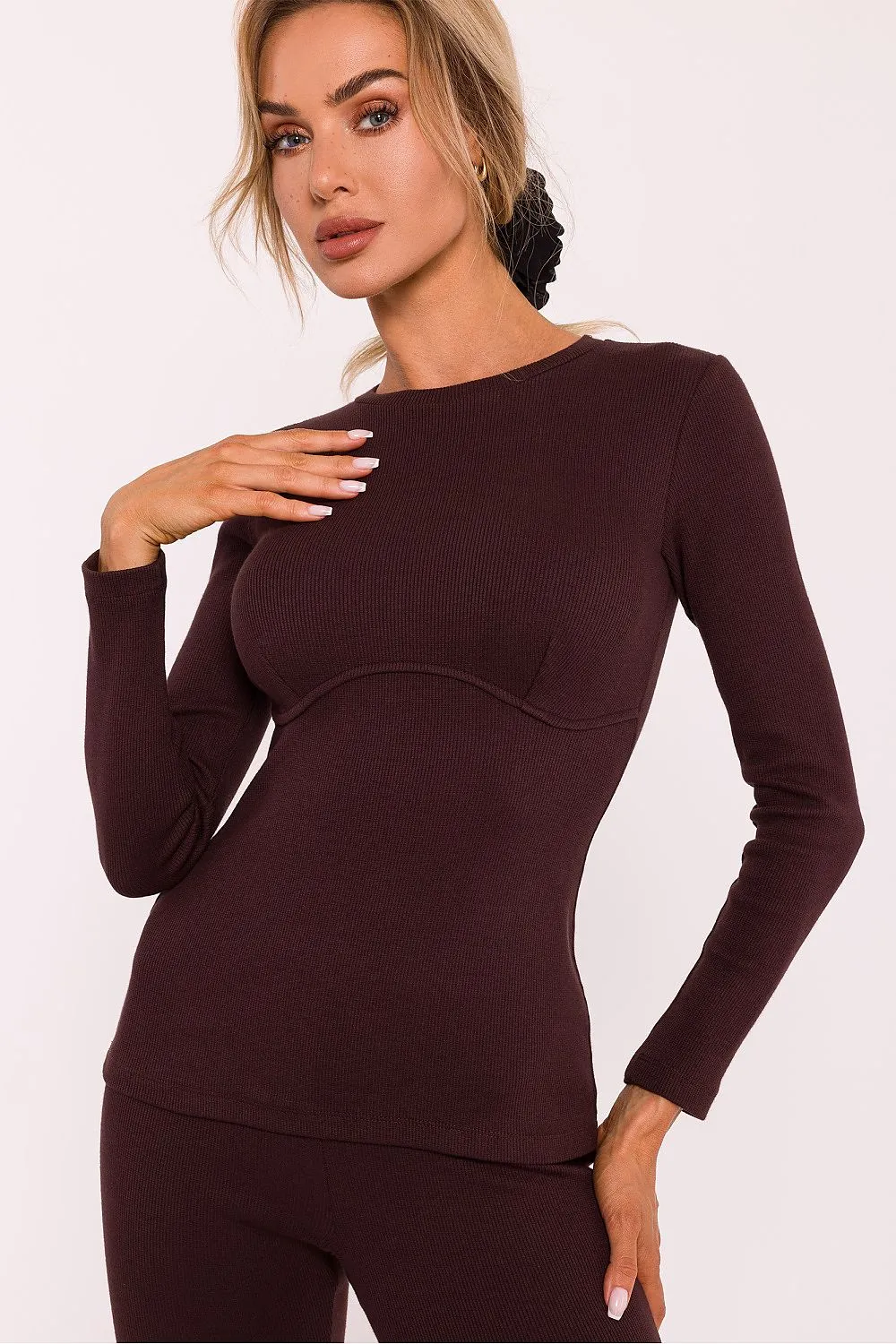 Corset-Style Fitted Cotton Blouse