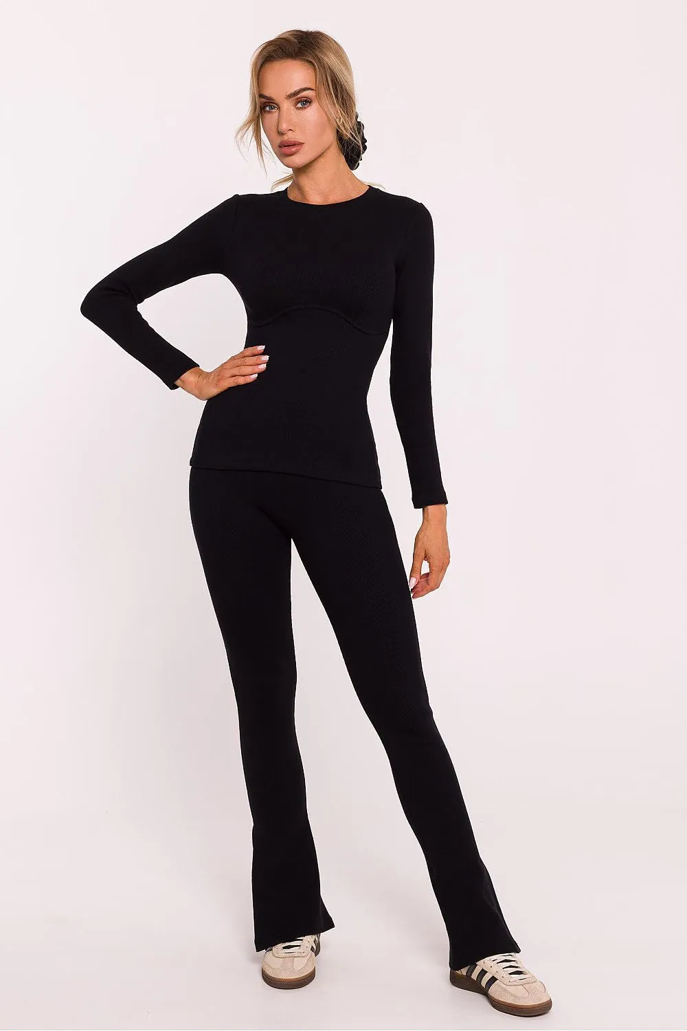Corset-Style Fitted Cotton Blouse