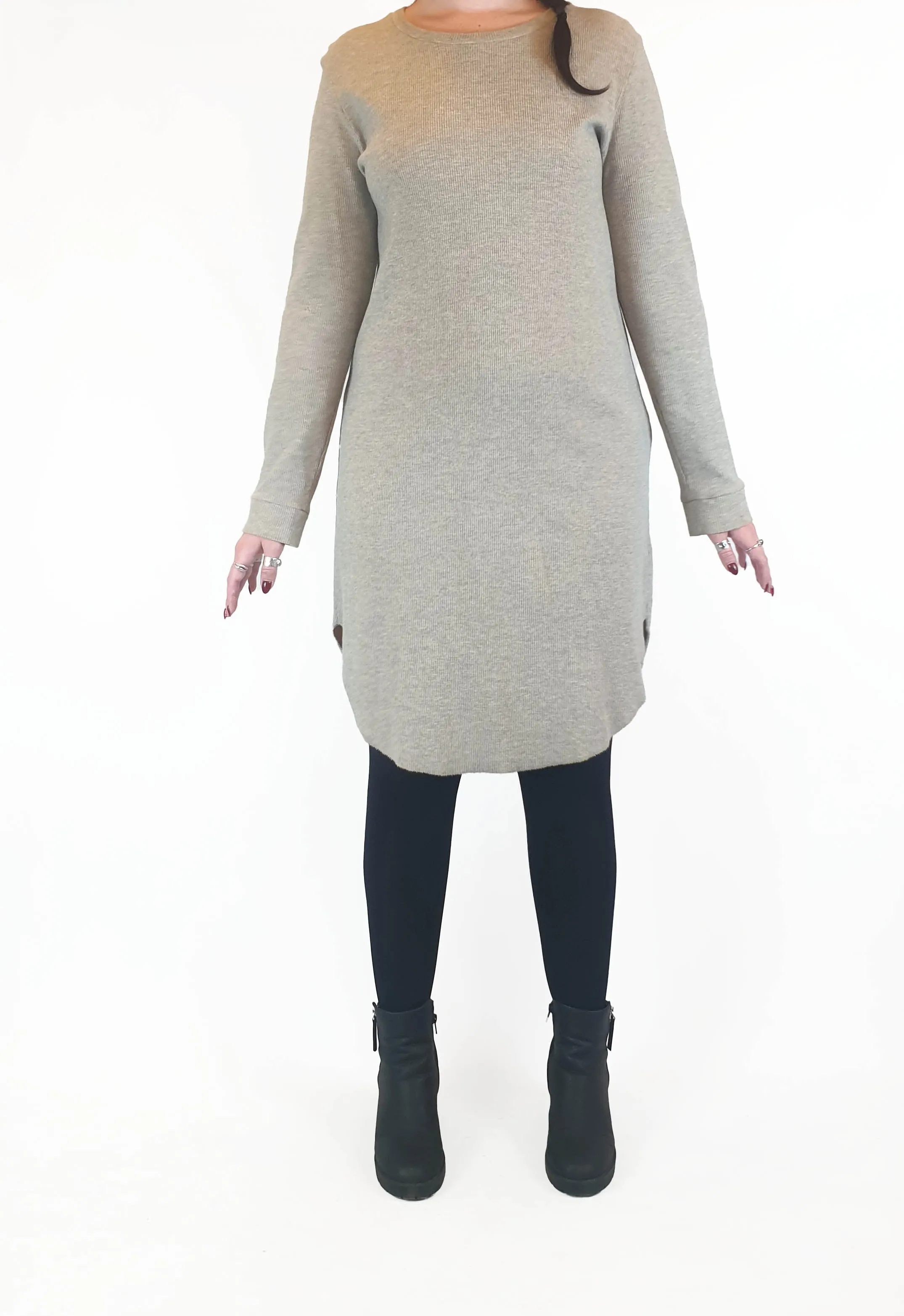 Cos grey cotton knit long sleeve dress size M (best fits size 12)