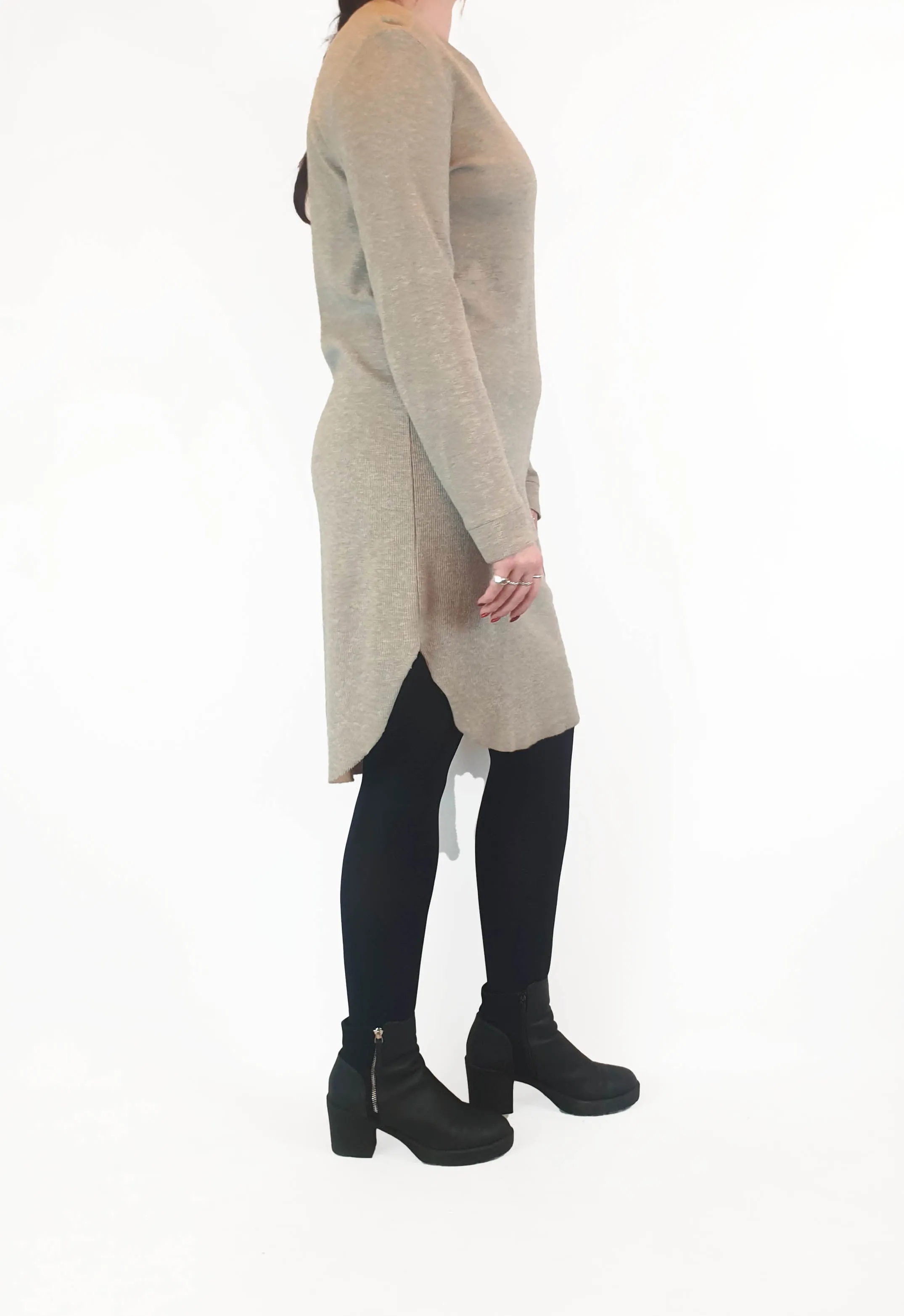 Cos grey cotton knit long sleeve dress size M (best fits size 12)