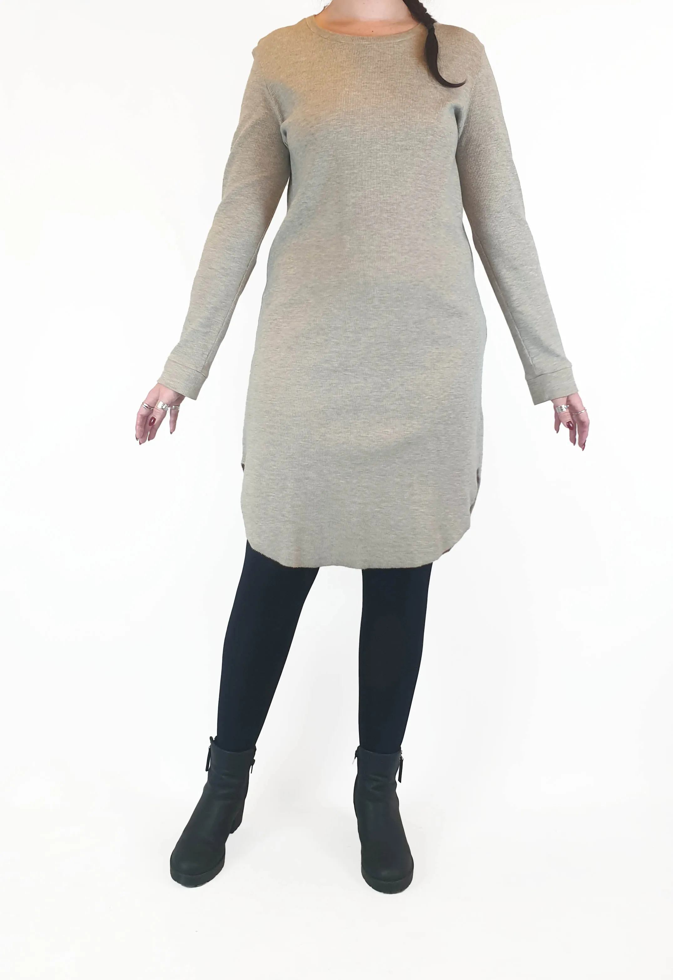 Cos grey cotton knit long sleeve dress size M (best fits size 12)