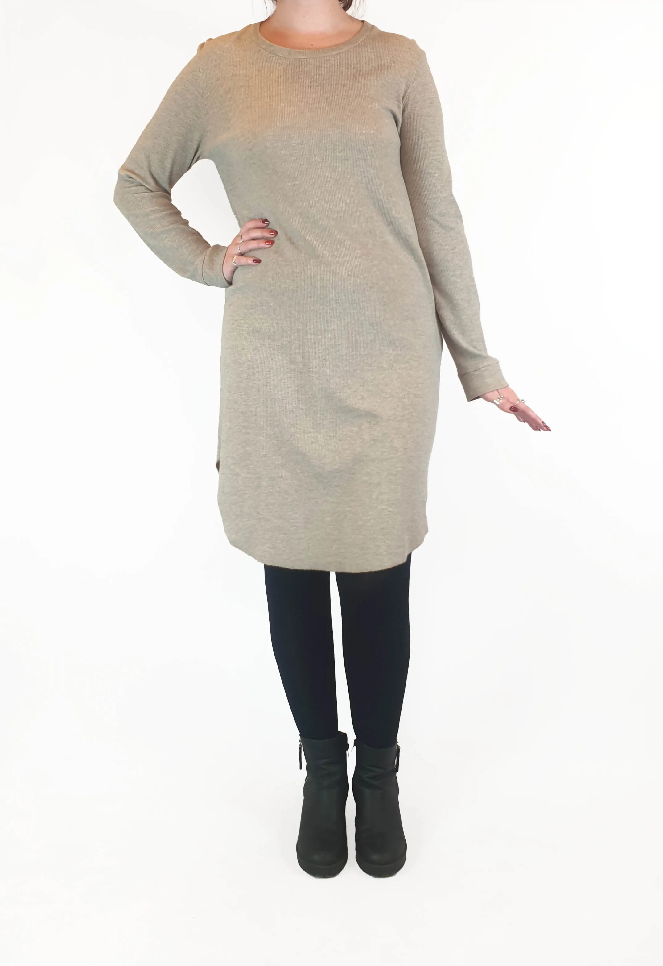 Cos grey cotton knit long sleeve dress size M (best fits size 12)