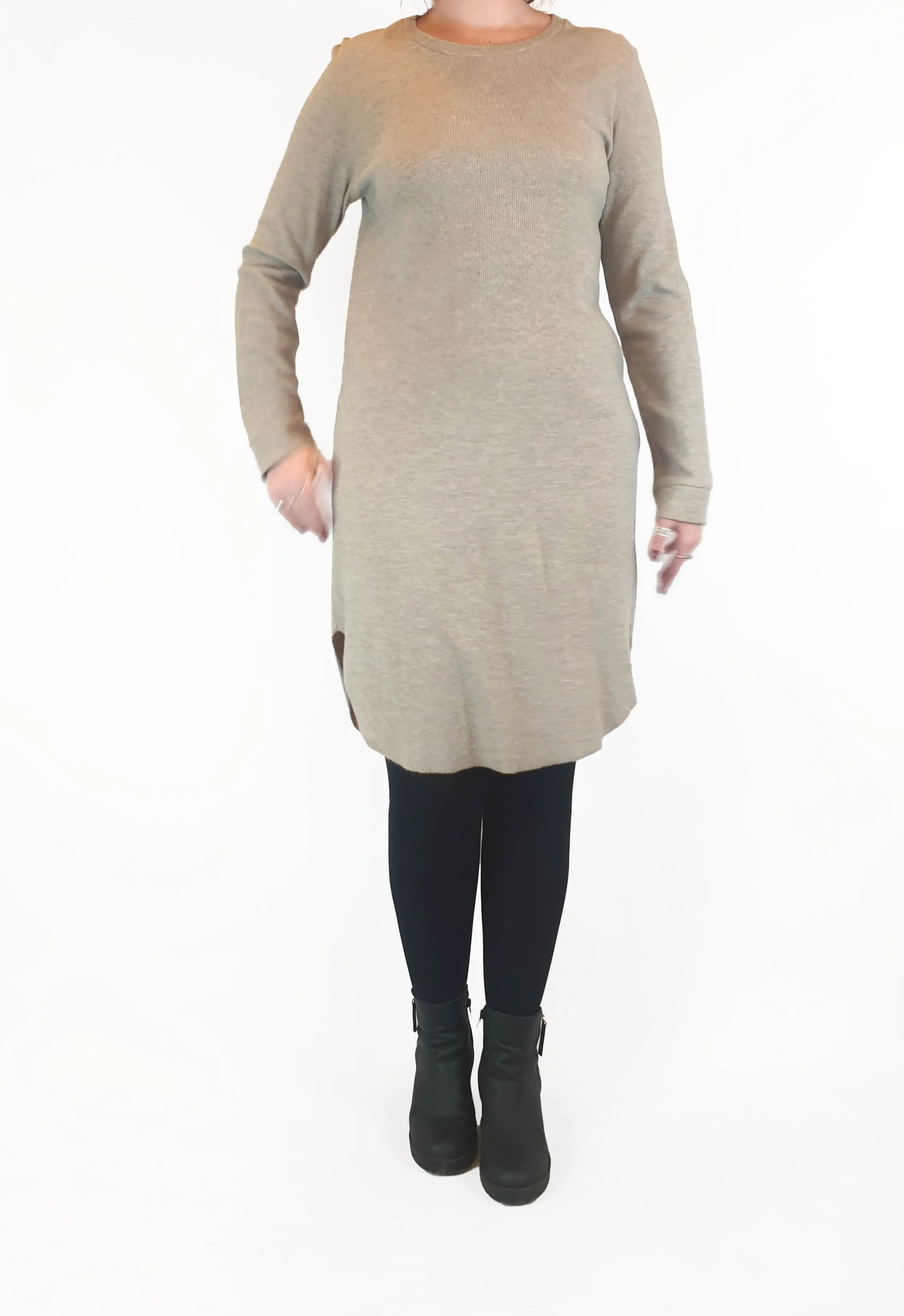 Cos grey cotton knit long sleeve dress size M (best fits size 12)