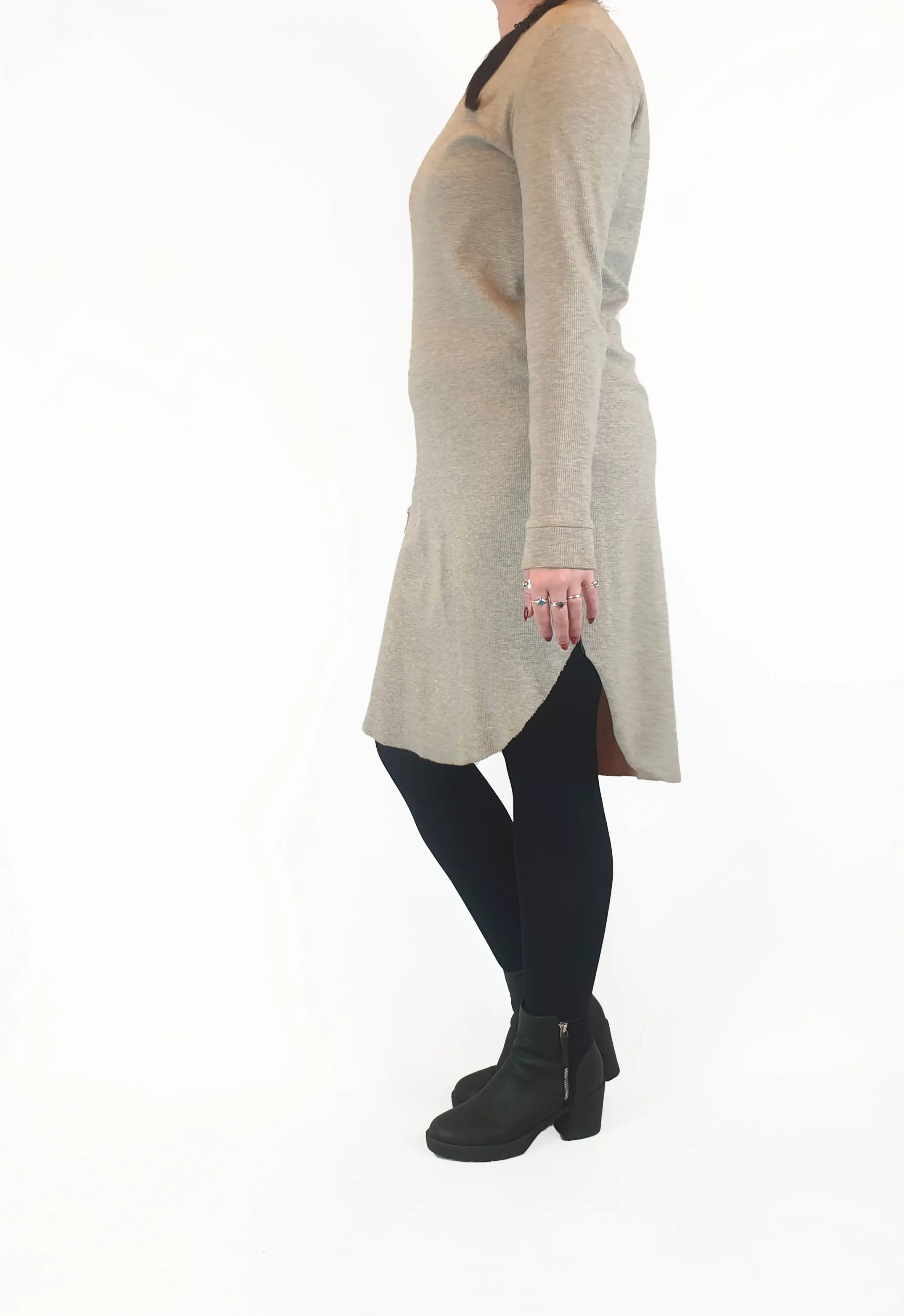 Cos grey cotton knit long sleeve dress size M (best fits size 12)
