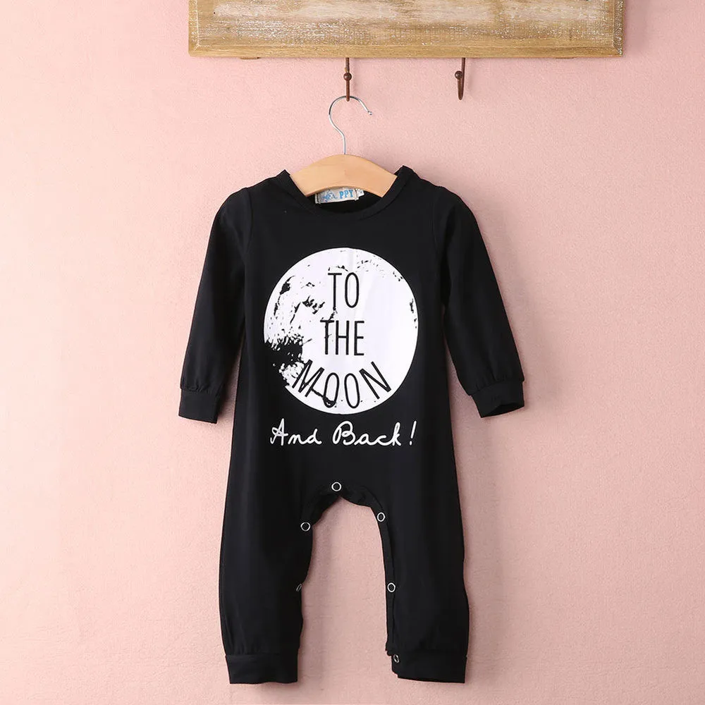 Cotton Baby Girls Boys long sleeve Romper Jumpsuit One-pieces No Sleep to the Moon Outfits