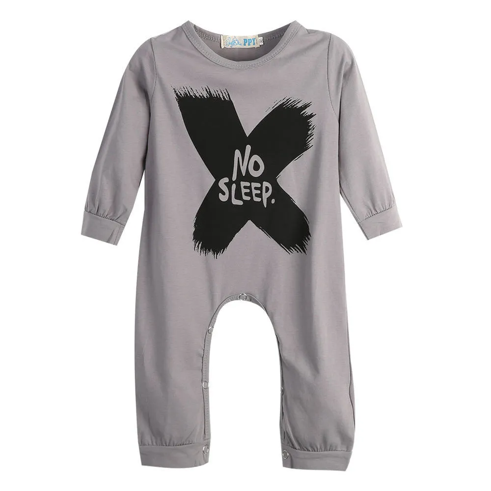 Cotton Baby Girls Boys long sleeve Romper Jumpsuit One-pieces No Sleep to the Moon Outfits
