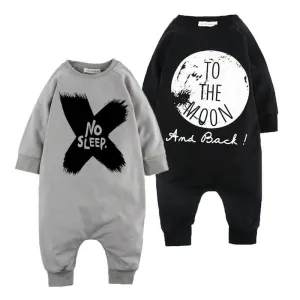 Cotton Baby Girls Boys long sleeve Romper Jumpsuit One-pieces No Sleep to the Moon Outfits