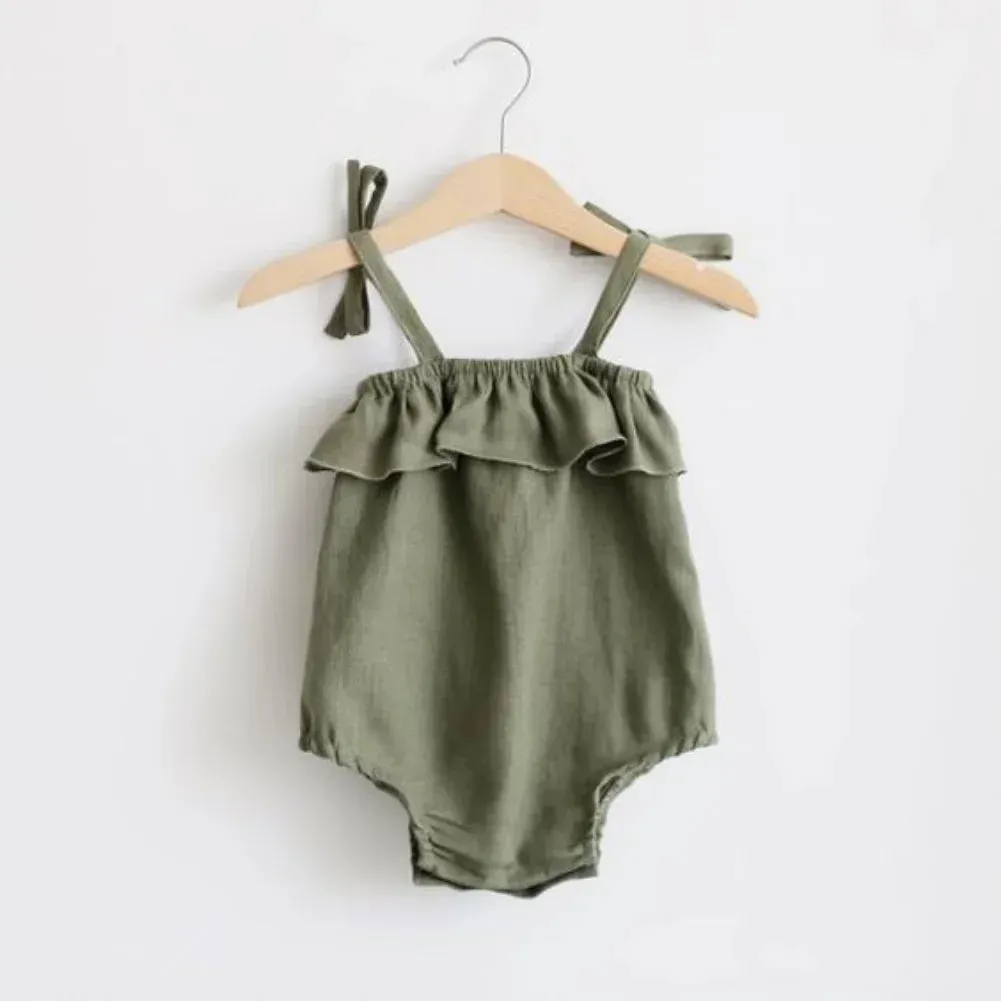 Cotton Infant Romper Ruffles Slip Strap Kids Playsuit