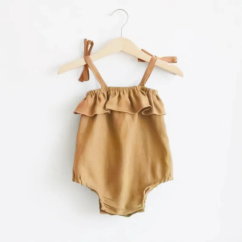 Cotton Infant Romper Ruffles Slip Strap Kids Playsuit