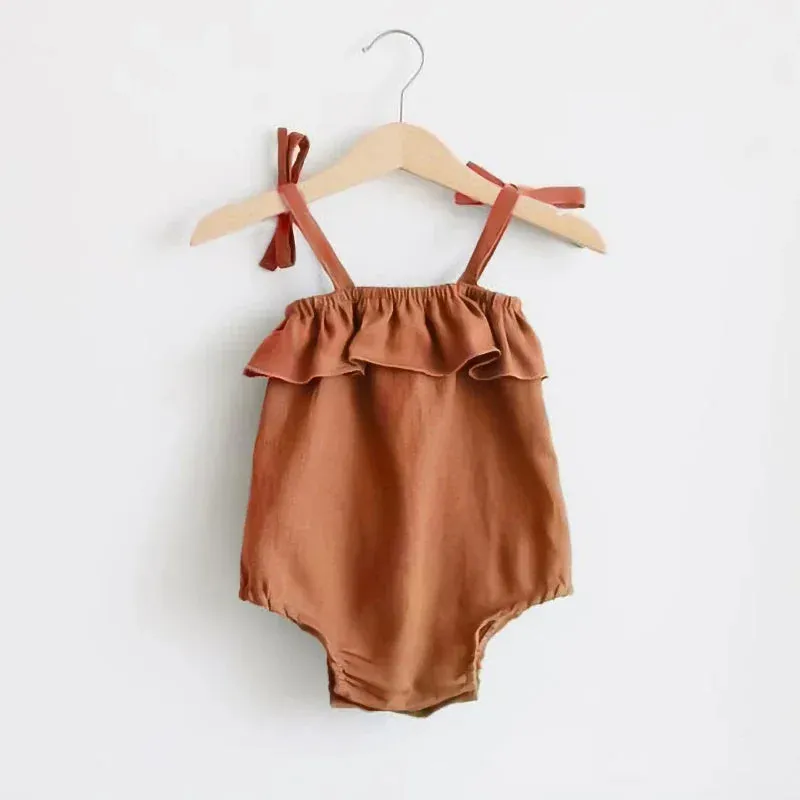 Cotton Infant Romper Ruffles Slip Strap Kids Playsuit