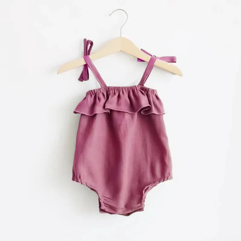 Cotton Infant Romper Ruffles Slip Strap Kids Playsuit