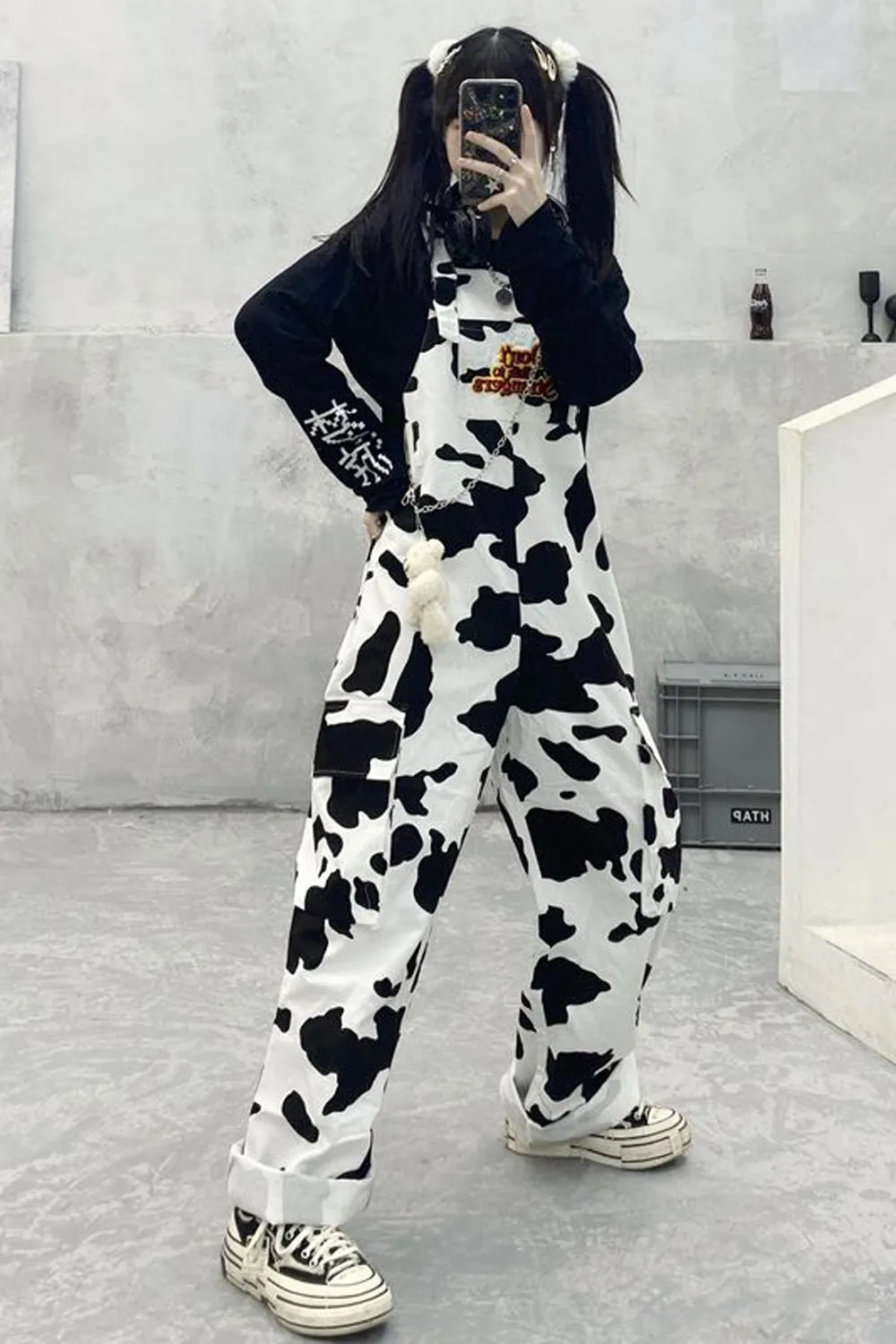 Cow Pattern Casual Long Jumpsuits