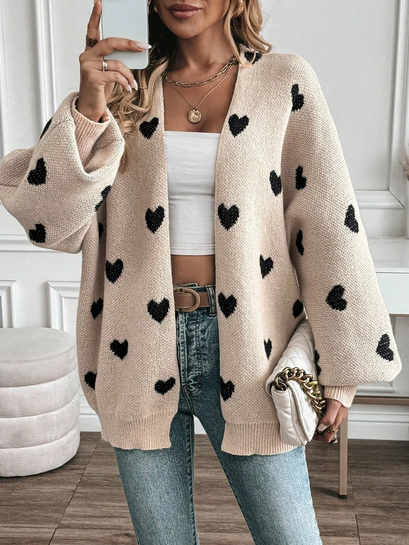 Cárdigan de Punto con Corazón para Mujer en Cherry Vibes