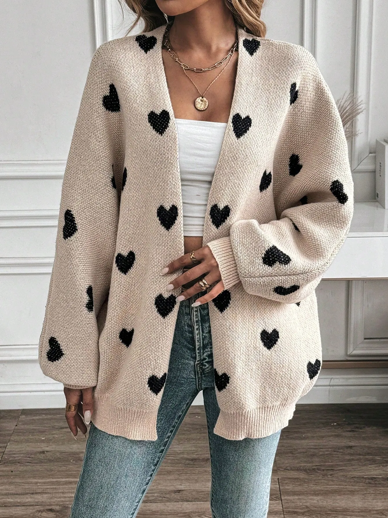 Cárdigan de Punto con Corazón para Mujer en Cherry Vibes