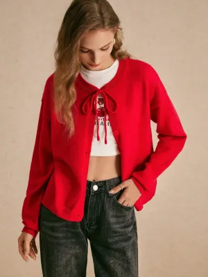 Cárdigan Rojo con Cordones para Mujer en Cherry Vibes