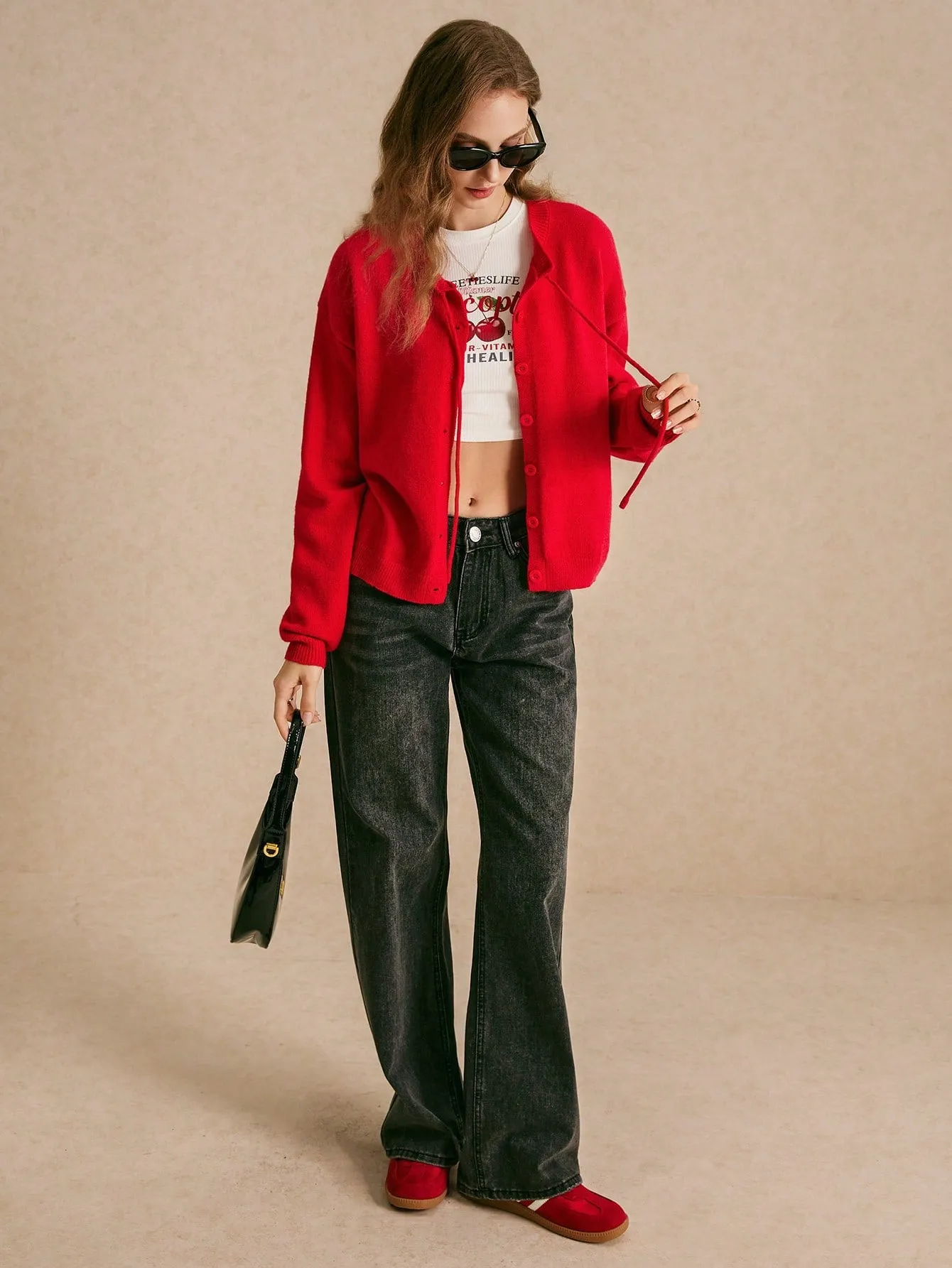 Cárdigan Rojo con Cordones para Mujer en Cherry Vibes