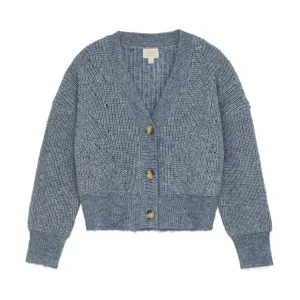 Creamie Cotton Knit Cardigan in Ocean Blue: Sizes 4/5 to 13/14 Years