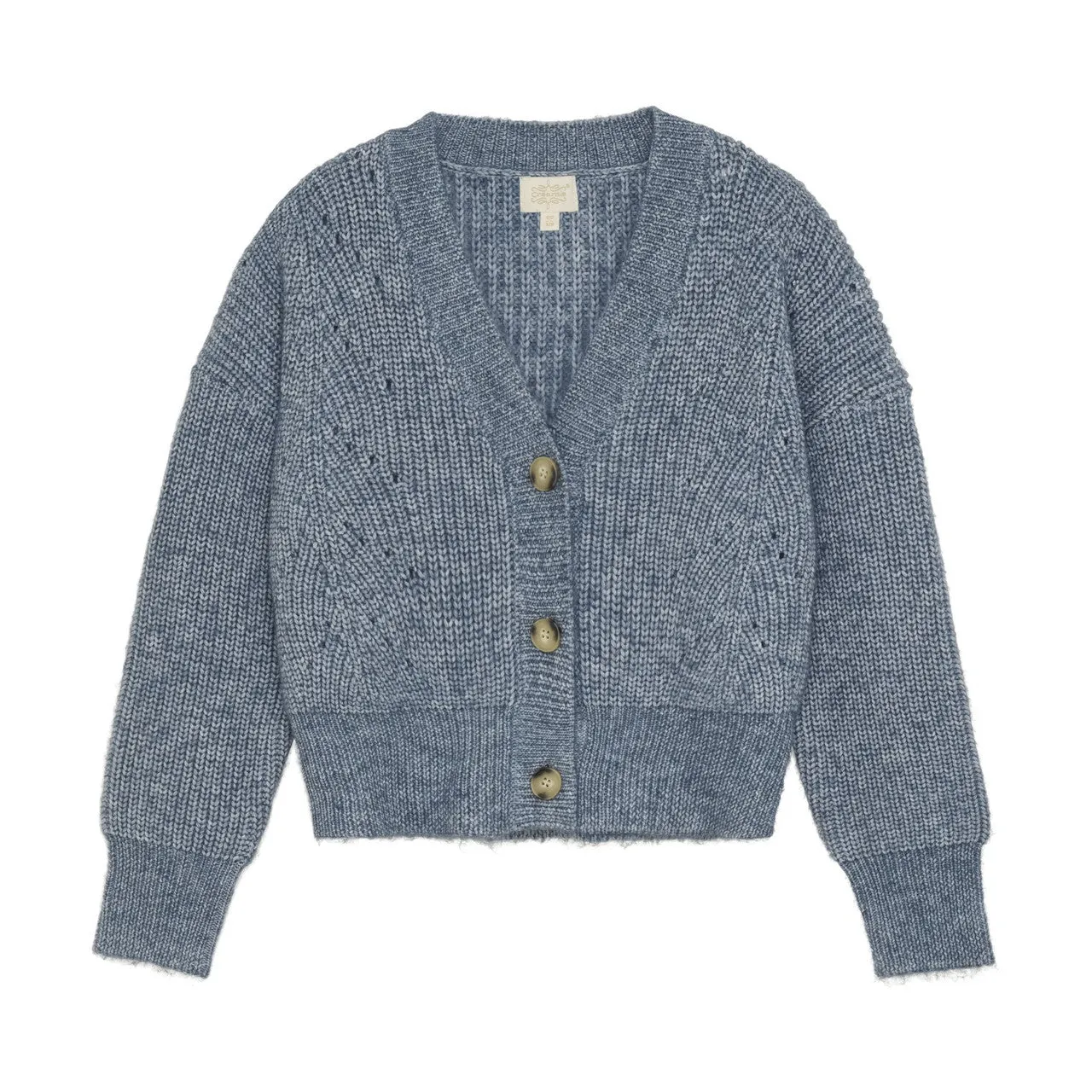 Creamie Cotton Knit Cardigan in Ocean Blue: Sizes 4/5 to 13/14 Years