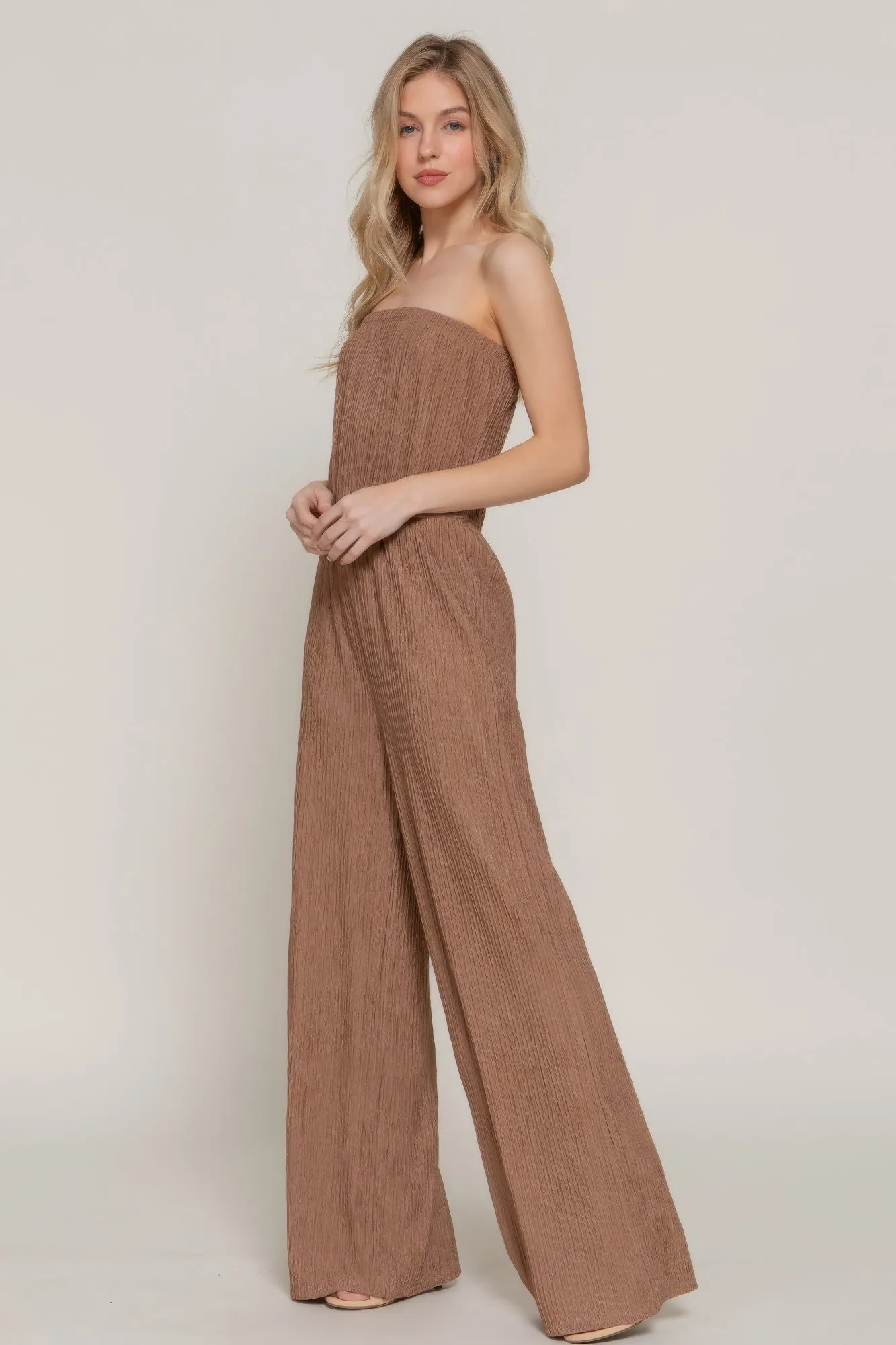 Crinkle Knit Tube Jumpsuit