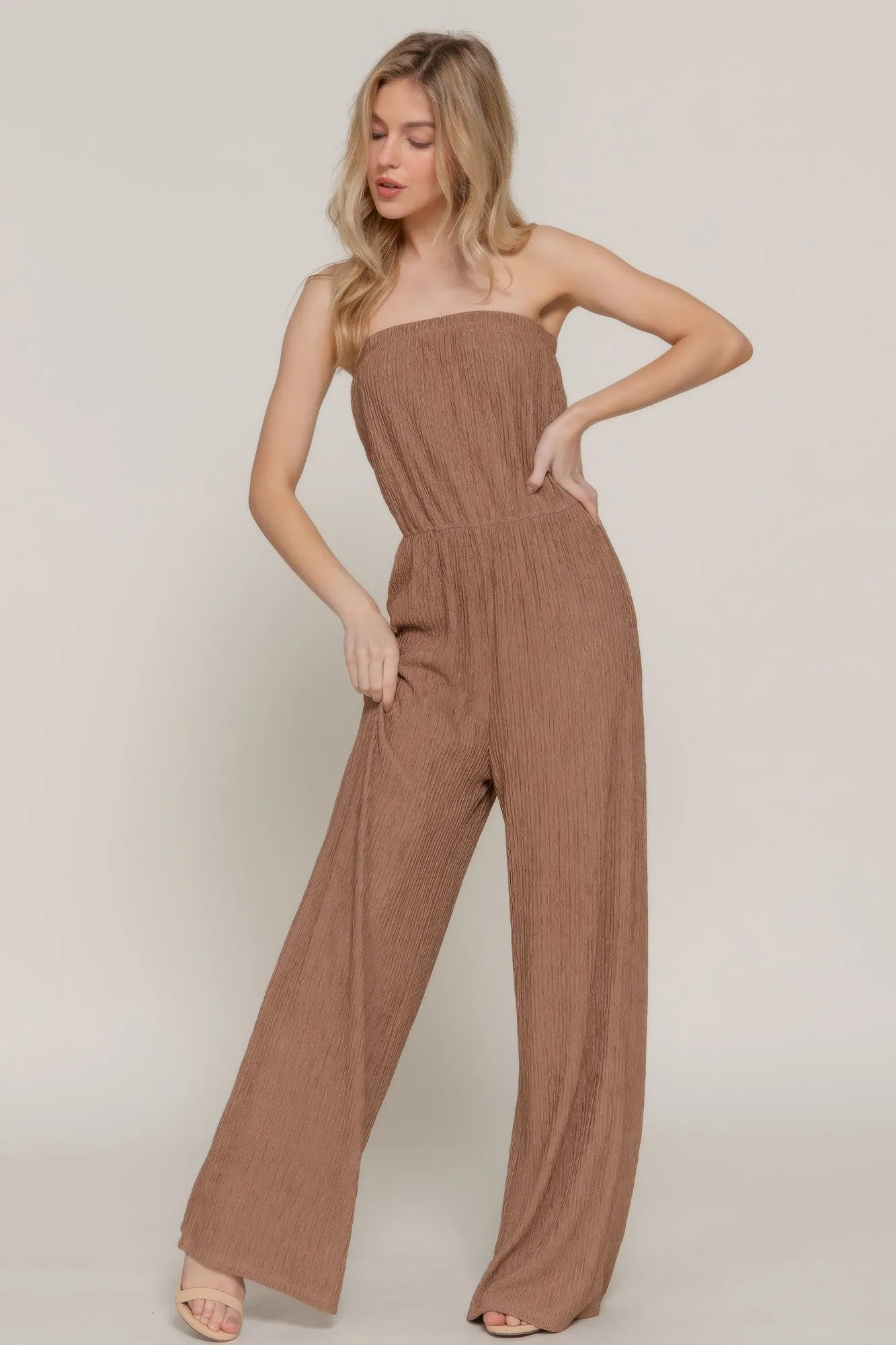 Crinkle Knit Tube Jumpsuit