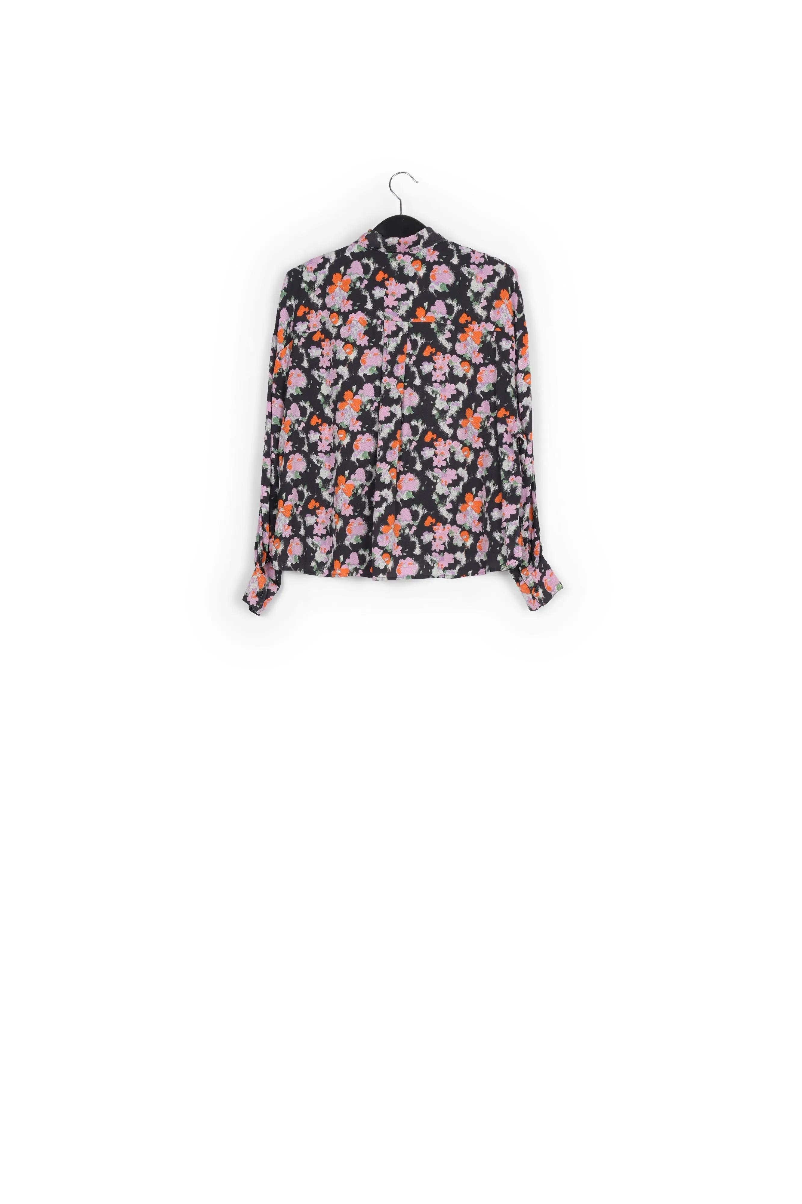 Dark blue loose-fit floral shirt