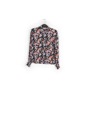 Dark blue loose-fit floral shirt