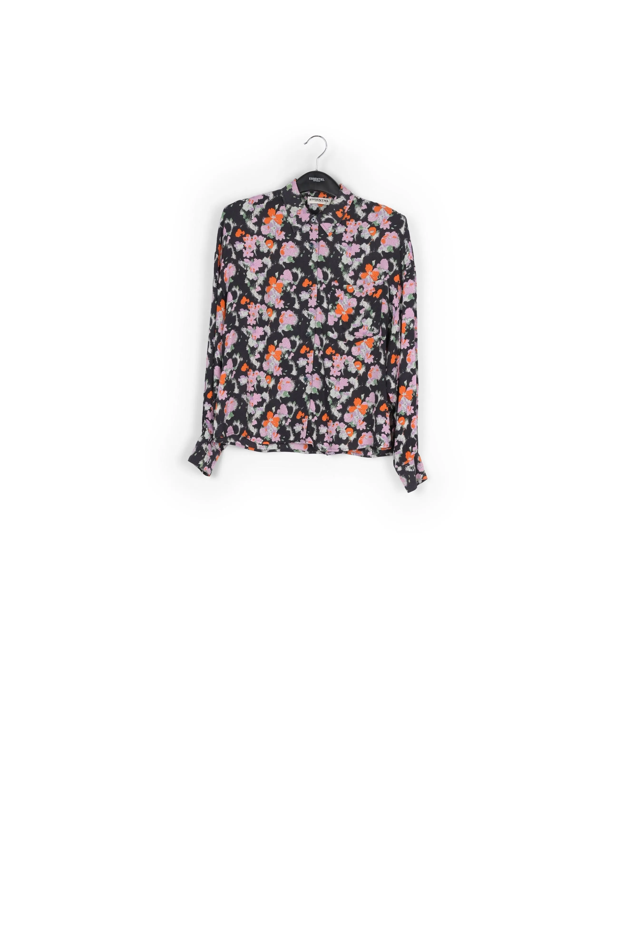 Dark blue loose-fit floral shirt
