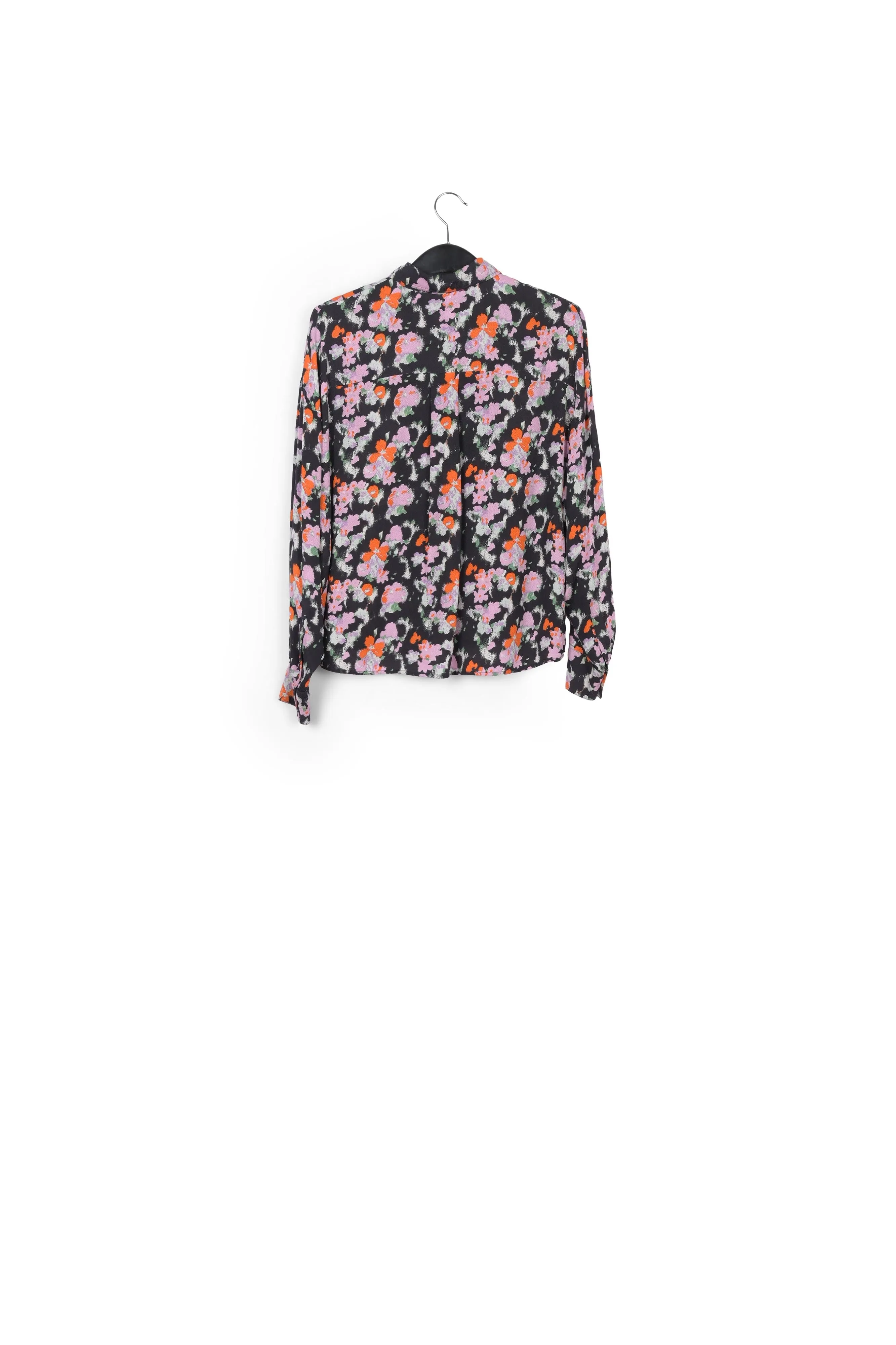 Dark blue loose-fit floral shirt