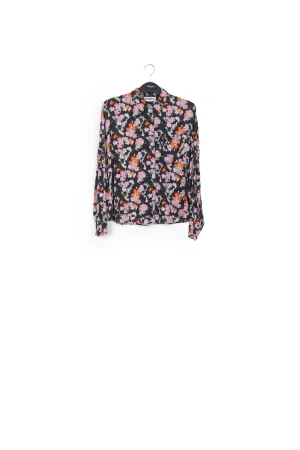Dark blue loose-fit floral shirt