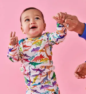 Dino Max White Organic LS Romper